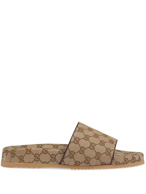 gucci stamp print slides|Gucci gg print slide sandals.